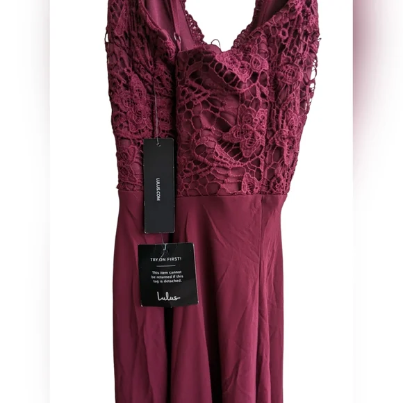 Lulu's Madalyn Burgundy Lace Maxi Dress